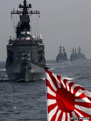 Japanese naval vessels on an exercise