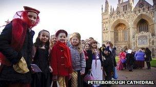 Children taking part in the Katharine of Aragon Festival 2012, Peterborough Cathedral