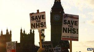 Archive image of protests against the NHS changes in London