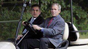 UK prime minister Gordon Brown with President Bush in 2007