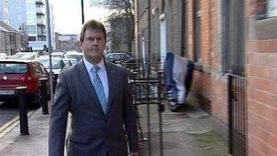 Jeffrey Donaldson arrives at the Smithwick Tribunal