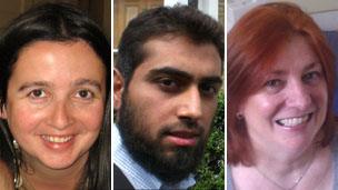 From left to right: Michelle Cambridge, Basil Tungekar and Kate Dodd are looking for work