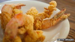 Battered prawns