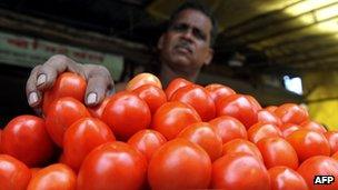 A vendor selling vegetable in India