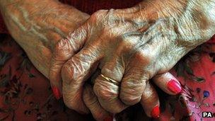 Hands of an elderly lady