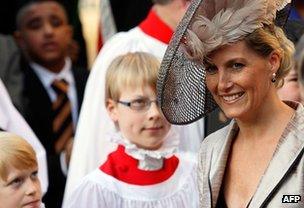 The Countess of Wessex leaves after the Commonwealth Day Observance service at Westminster Abbey