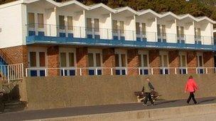 Two-tier beach huts in Poole