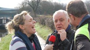 Katherine Hannah and Adam Pope with comedian Dave Spike