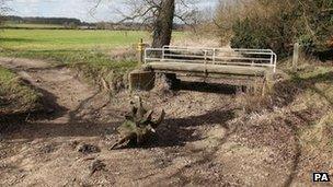 The dried-up River Pang near Bucklebury, Berkshire