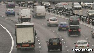 Vehicles on the M25 motorway