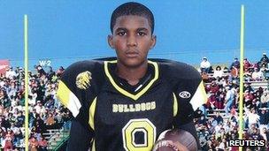 Undated school sports photo of Trayvon Martin