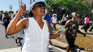 Protest over Trayvon Martin's shooting, in Titusville, Florida, on 18 March 2012