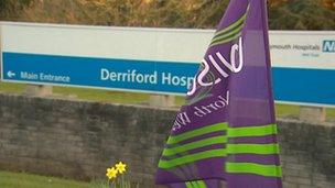 Protest vigil at Derriford Hospital in Plymouth