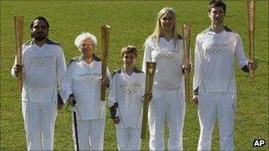 Torchbearers Abul Kasam, Dinah Gould, Dominic John MacGowan, Rosy Ryan and Aidan Kirkwood