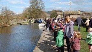 The welcoming crowd at Gargrave