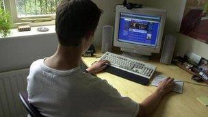 student on computer