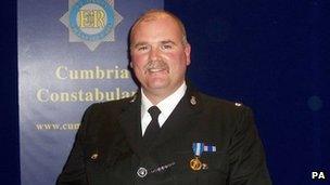 PC Bill Barker was swept away during the floods in Cumbria