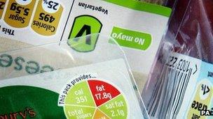 Food labels with calorie measurements