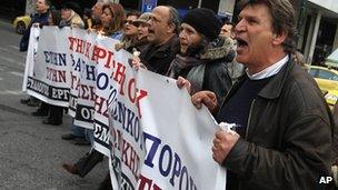 Protest in Athens. 29 Feb 2012