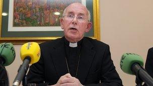 Cardinal Brady at a press conference in Dublin after the report was published on Tuesday