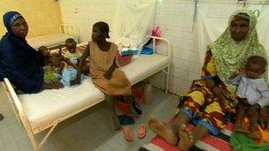 Women and children at a hospital in Ouallam, Niger