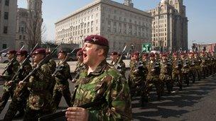 Parachute regiment soldiers in Liverpool