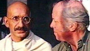 Ben Kingsley as Gandhi, with Attenborough