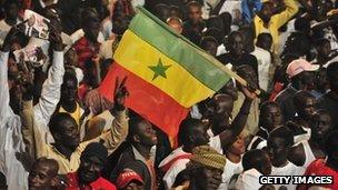 Supporters of Macky Sall celebrate his victory