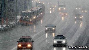 A highway in Virginia during a 2010 storm