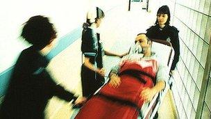Patient being rushed for emergency treatment