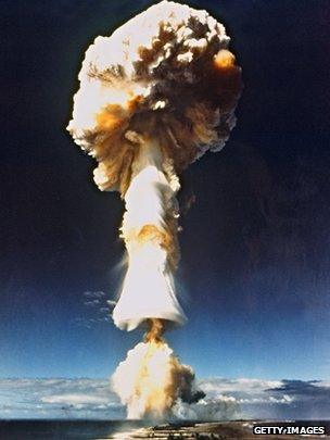 French nuclear test at Mururoa Atoll in 1970