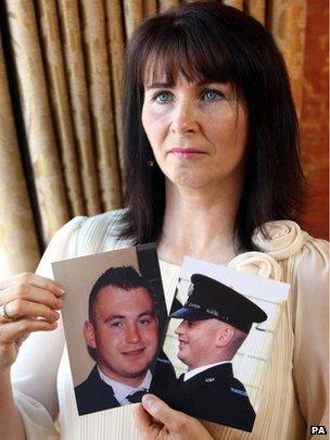 Nuala Kerr with pictures of her son Ronan