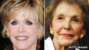 Jane Fonda (left) and Nancy Reagan