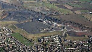 Aerial view of the planned site of the Don Valley power plant, adjacent to the Hatfield Colliery