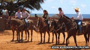 Group of riders at Kauai All-Girls Rodeo, Hawaii