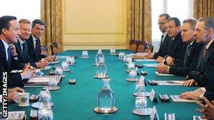 Prime Minister David Cameron holds a meeting with the International Olympic Committee