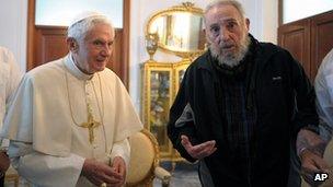 Pope Benedict XVI meets Fidel Castro in Havana