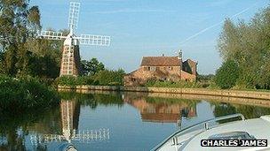 Hunslet Mill and Cottage, on the River Ant at the top of Barton Broad (photo by Charles James)