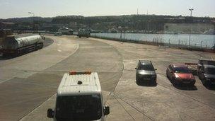 Tanker car park at Plymouth fuel terminal