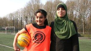 Girls from the mainly Muslim women's football team VV Hoograven