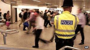 Policeman in Tube station