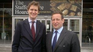 Stoke-on-Trent Central MP Tristram Hunt (Lab) with Culture Minister Ed Vaizey outside the Potteries Museum in Hanley, Stoke-on-Trent