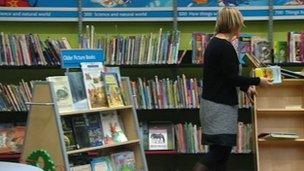 Woman in a Gloucestershire library