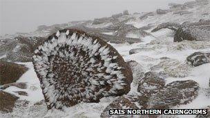 Rime ice forming in the Northern Cairngorms