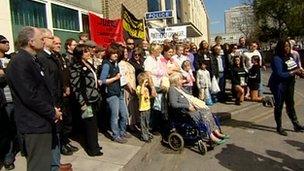 Vigil outside Hull's Queens Gardens police station for Christopher Alder.