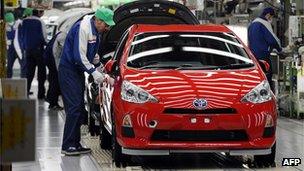 Workers at Toyota factory in Japan