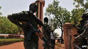 Mali troops at the Kati military camp. 1 April