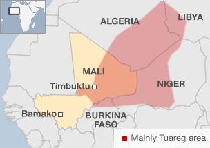 map showing Tuareg areas