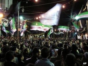 Anti-government protest in a district of Damascus (2 April 2012)