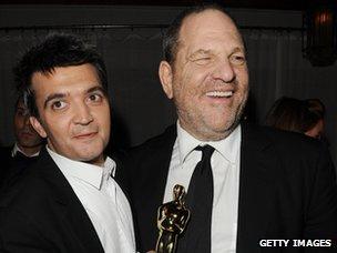 Thomas Langmann and Harvey Weinstein at The Oscars